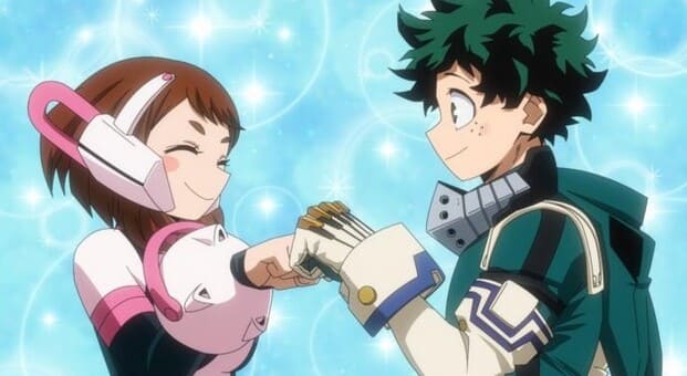 ヒロアカ、麗日お茶子とデクの画像