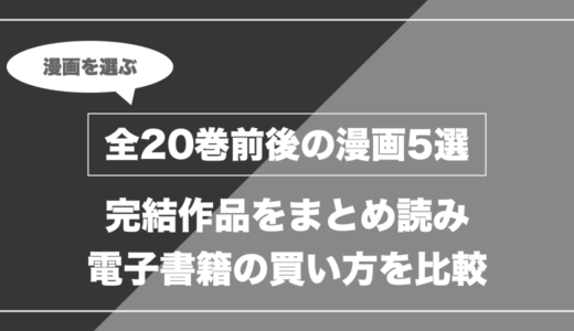 【完結済み】電子書籍でまとめ買いしやすい「全20巻前後の名作漫画」5選